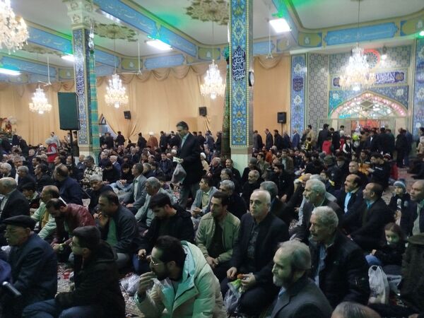 مراسم ولادت حضرت امام حسین (ع) در تکیه حسینی شهرستان کاشمر 