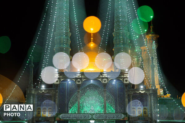 گل آرایی ضریح مطهر حضرت معصومه(س) در شب میلاد امام رضا(ع)