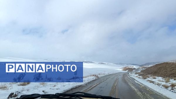 بارش برف زمستانی در روستای برزنون شهرستان نیشابور