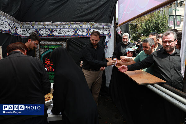 موکب «عشاق‌الحسین» سازمان دانش آموزی در راهپیمایی خانوادگی جاماندگان اربعین حسینی - تهران/ 2
