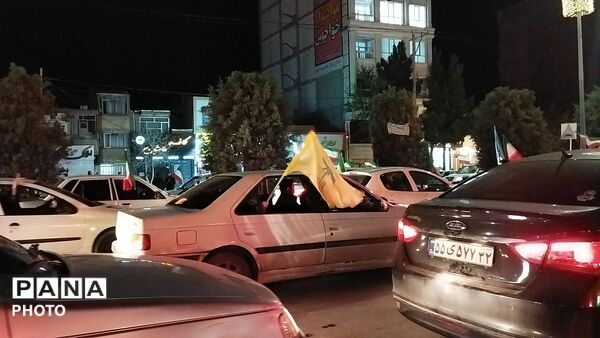 رژه ماشینی در چهلمین شب از شهادت رهبر شهید و شهدای میناب در نیشابور 