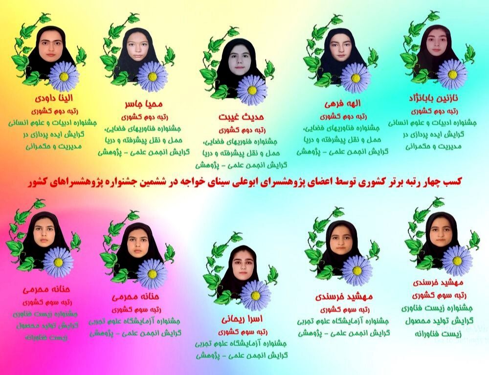 پژوهشسرای ابوعلی سینا خواجه در جشنواره کشوری چهار رتبه ملی کسب کرد