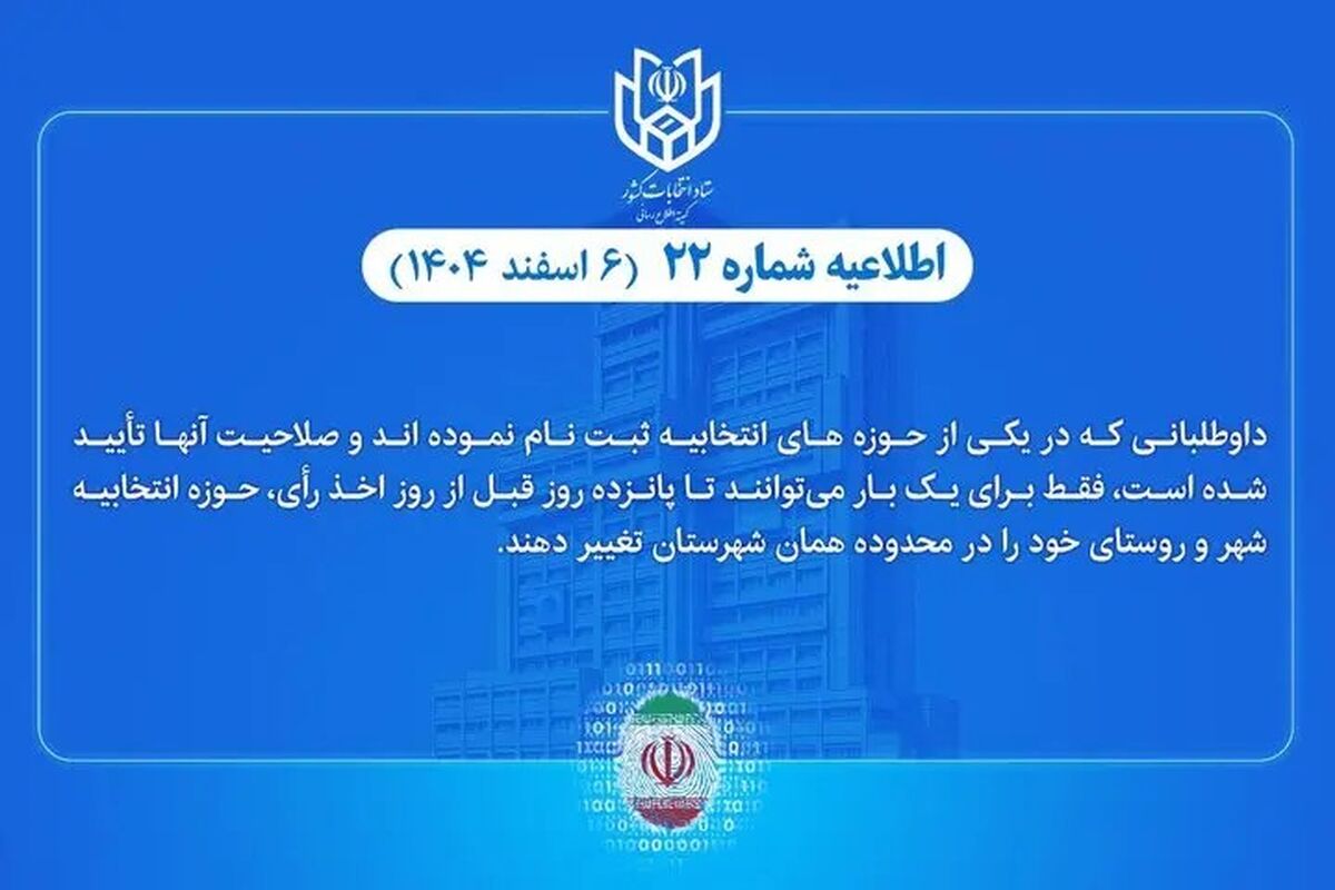 امکان تغییر حوزه انتخابیه داوطلبان انتخابات شوراهای اسلامی شهر و روستا