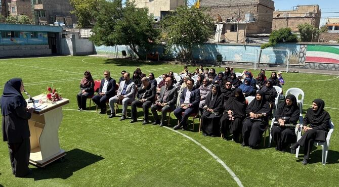 آیین افتتاح زمین چمن مصنوعی و روشویی پدالی مدرسه منصور نفر