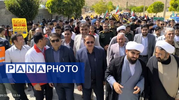 حضور پرشور دانش‌آموزان شهرستان مارگون در محکومیت شهادت سید حسن نصرالله