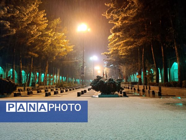 حال و هوای گلزار شهدا با بارش برف الهی
