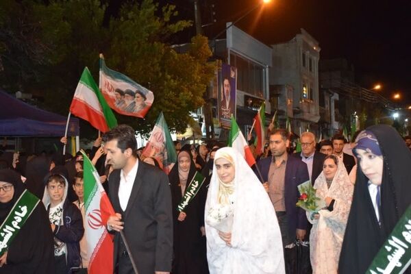 طنین خطبه عقد بیست زوج جانفدای ایران در شب‌های بعثت مردم مرند 