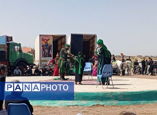 آیین استقبال از هیئت های عزاداری در روستای عشق آباد 