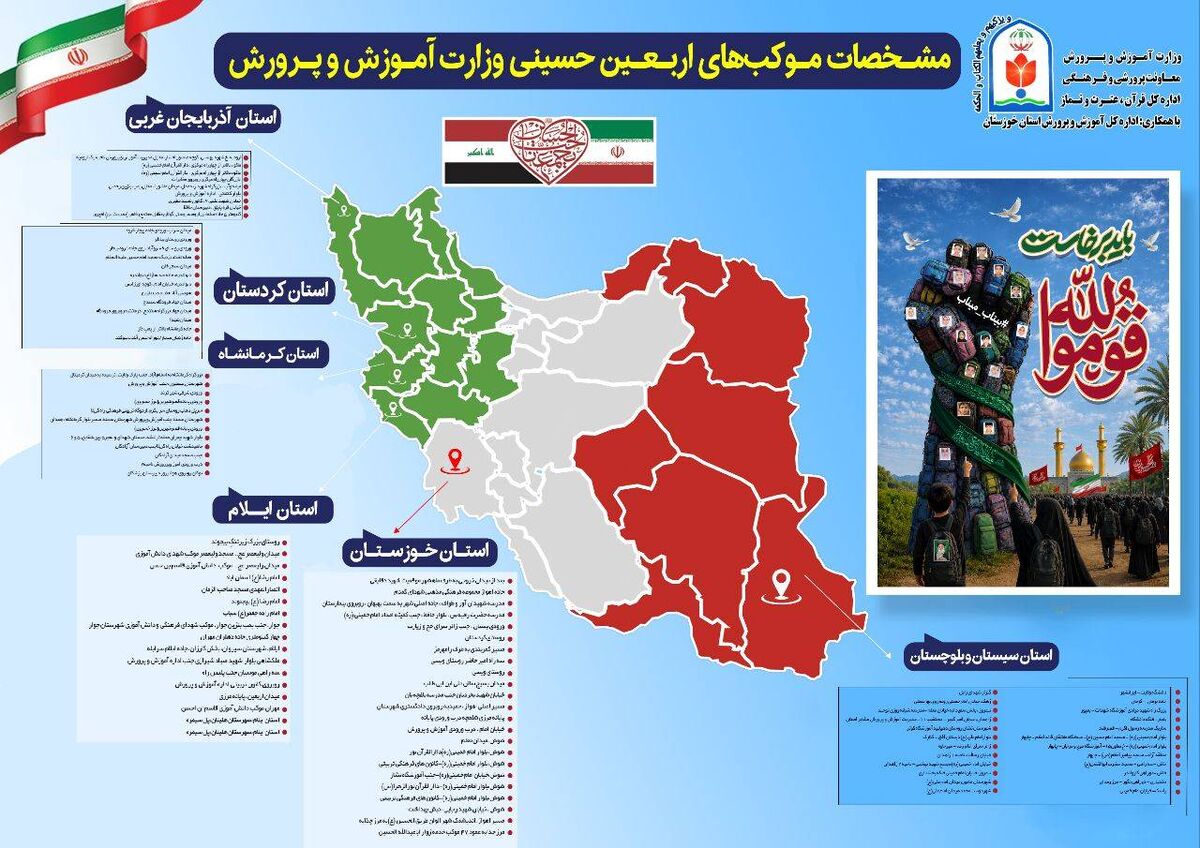 ​برپایی ۹۸ موکب فرهنگی و خدماتی آموزش و پرورش در مسیر زائران اربعین حسینی