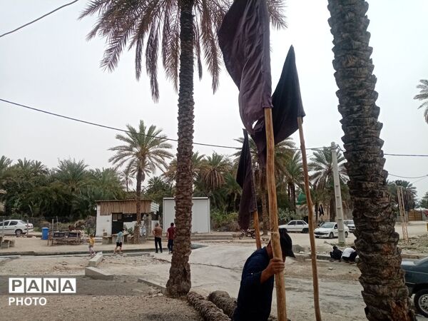 جوانان و مردم، پرچم عزا را در جای جای باغ شهر برافراشتند