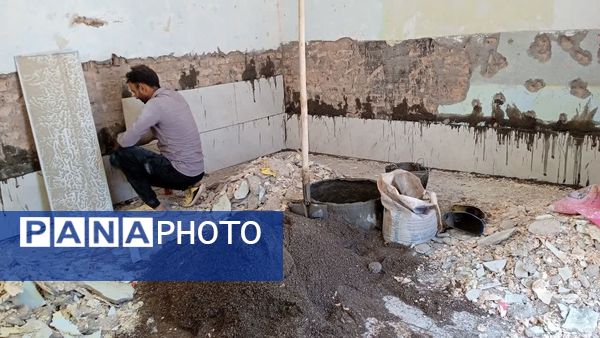 بازسازی و ترمیم دیوارهای فرسوده دبستان شهید نجفی فدافن