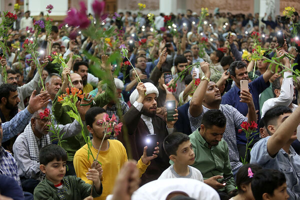گل آرایی ضریح مطهر حضرت معصومه(س) به مناسبت روز دختر