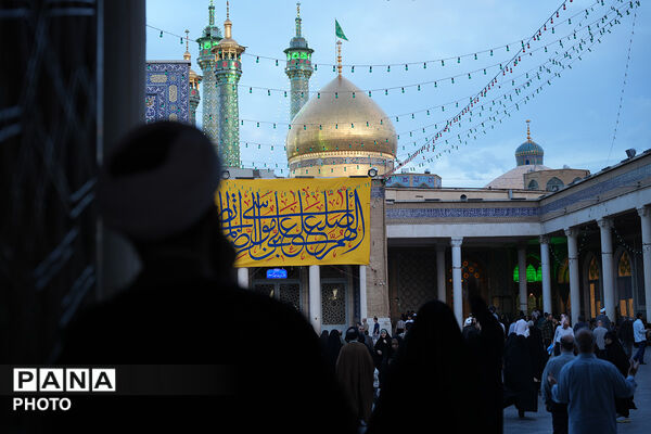 گل آرایی ضریح مطهر حضرت معصومه(س) در شب میلاد امام رضا(ع)