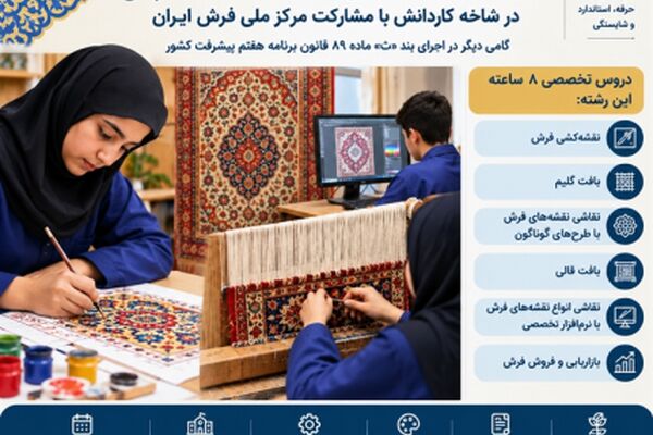تصویب رشته «صنایع دستی - نقاشی فرش» در شاخه کاردانش؛ گامی راهبردی برای پیوند آموزش‌های فنی با نیازهای ملی