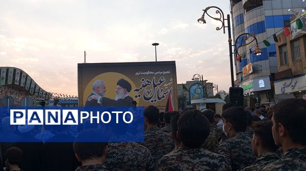 تجمع حضور شهروندان ساوجی در پی شهادت مظلومانه شهید اسماعیل هنیه