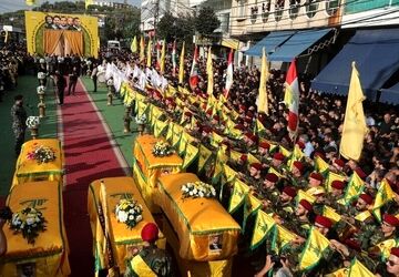 تشییع باشکوه پنج شهید جنایات رژیم صهیونیستی در جنوب لبنان