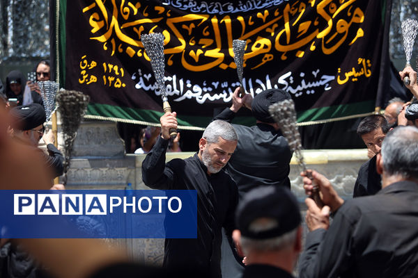 عرض تسلیت دسته‌های عزاداری سالروز شهادت امام باقر(ع) به کریمه اهل بیت