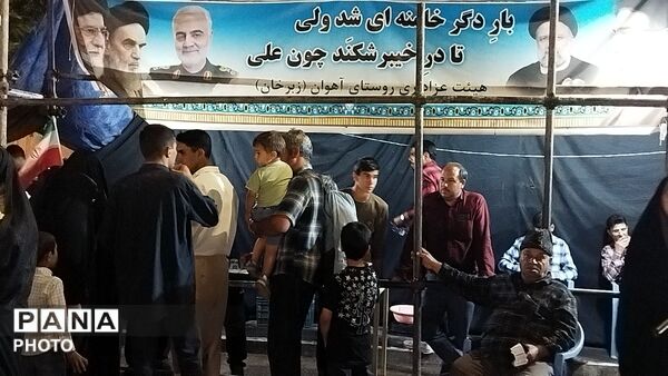 موکب شهدای روستای آهوان در نود و نهمین شب از اجتماعات مردمی 