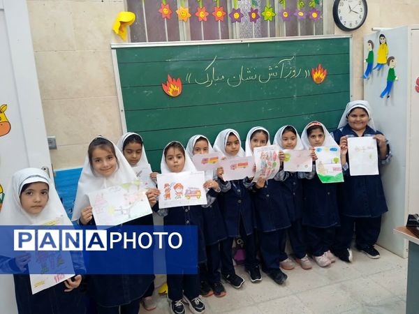 آتش و رنگ در کنار هم؛ جشن نقاشی دانش‌آموزان دبستان شهید میرشمسی 
