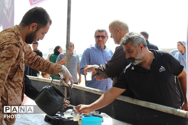 خدمت‌رسانی به زائران در حال برگشت از مشهد مقدس در موکب روستای کرک