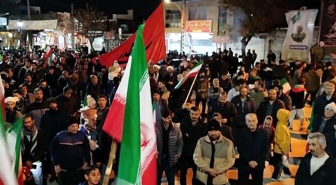 تجمع باشکوه مردمی  برای خونخواهی رهبر شهید در شهرستان بهار