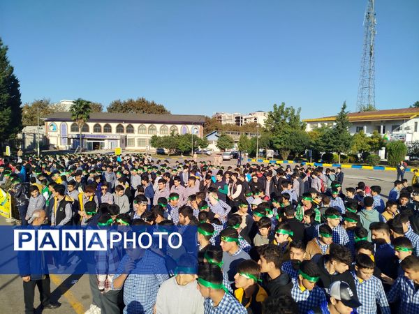 برگزاری صبحگاه مشترک دانش‌آموزی شهرستان هزار سنگر آمل 