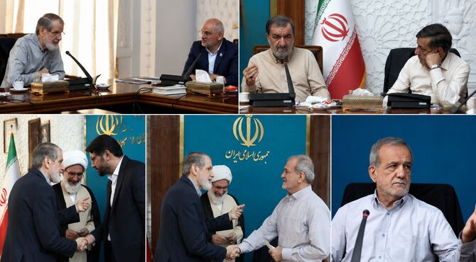 آرایش سیاسی واحد در برابر جنگ ترکیبی؛ پاستور میزبان چهره‌های شاخص برای هم‌افزایی ملی شد/ پزشکیان: اجازه توقف روند توسعه کشور را در شرایط جنگی ندادیم