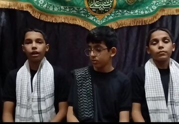 اجرای گروه سرود دانش‌آموزی رضوان به مناسبت هفته بسیج در مسجد ۱۴ معصوم کرج