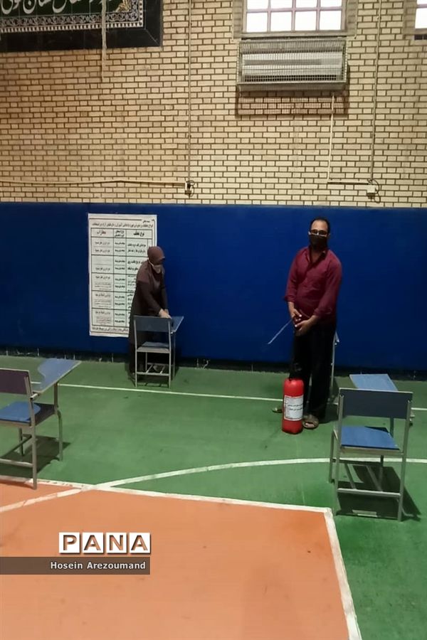 پاکسازی و گندزدایی فضای های آموزشی شهرستان هفتکل جهت جلوگیری از شیوع کرونا