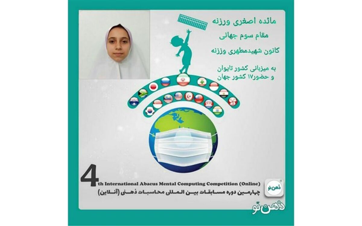 کسب مقام سوم جهانی مسابقات بین المللی محاسبات ذهنی با چرتکه توسط دانش آموز ورزنه