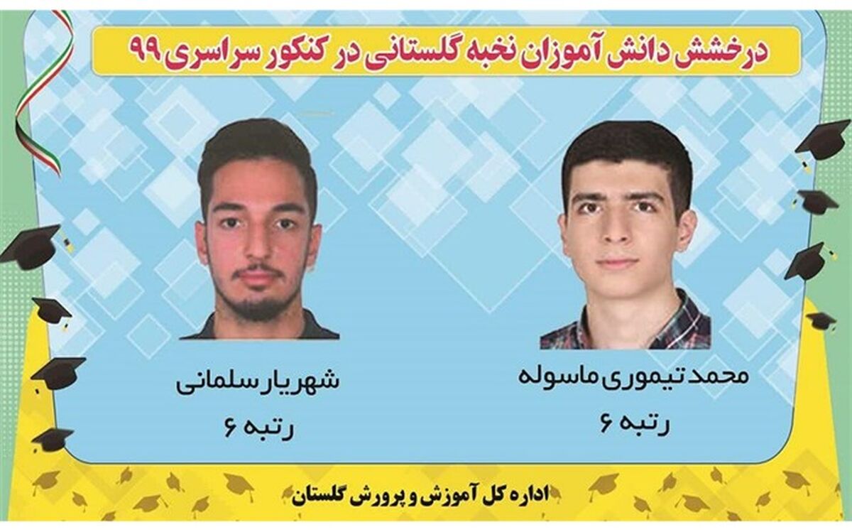 درخشش دو دانش آموز نخبه گلستانی در کنکور سراسری