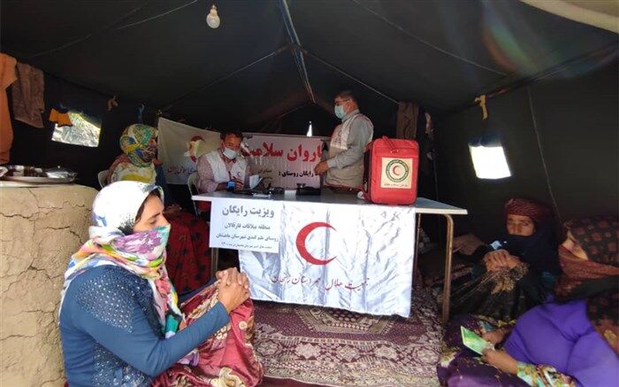 ویزیت رایگان کاروان سلامت هلال احمر ماهنشان در ییلاق قارقالان