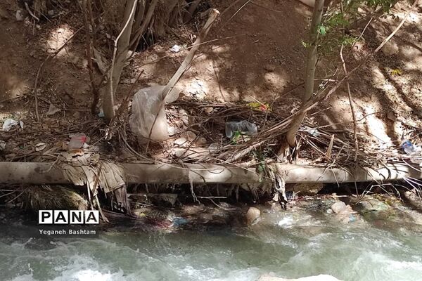 پراکندگی زباله در روستای گردشگری  ونایی بروجرد