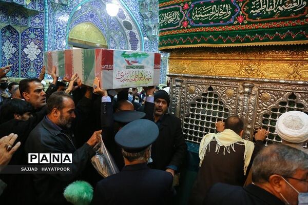 وداع با پیکر شهید فاطمه اسدی در حرم حضرت معصومه و مسجد جمکران