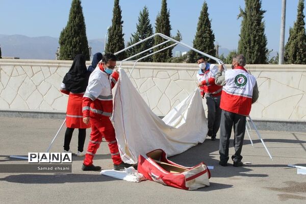 مانور سراسری زلزله در مدرسه دخترانه مصلی نژاد شهر یاسوج