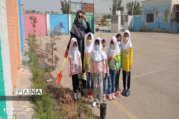 کاشتن نهال در روز درختکاری در مدارس امیدیه