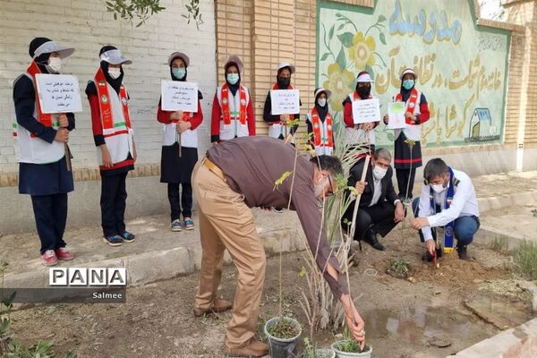 کاشت نهال در مدارس شادگان در روز درختکاری