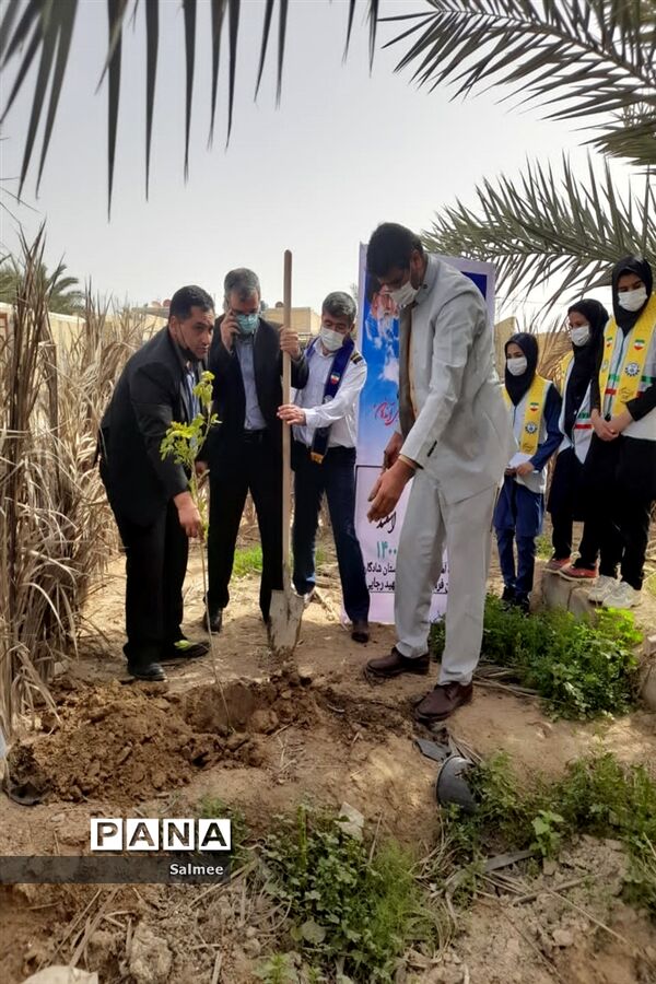 کاشت نهال در مدارس شادگان در روز درختکاری