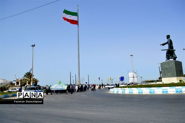 پیاده‌روی دانش‌آموزی مهدی یاوران مدارس بوشهر