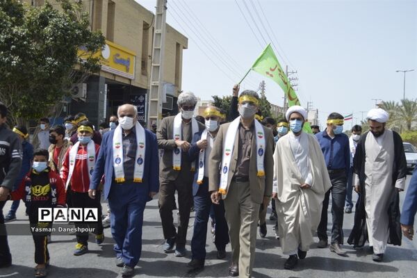 پیاده‌روی دانش‌آموزی مهدی یاوران مدارس بوشهر