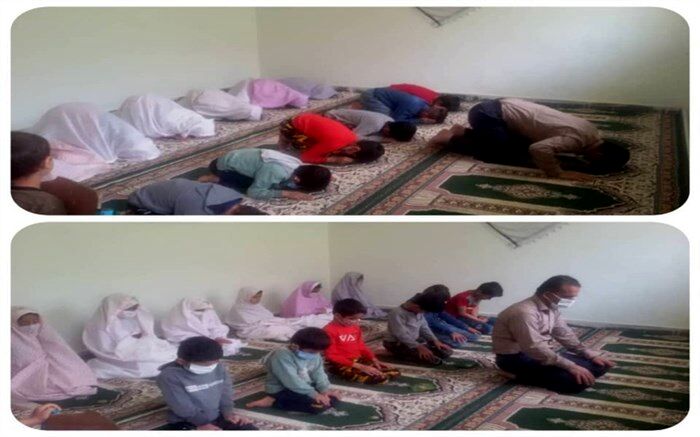 اقامه اولین نماز جماعت دانش‌آموزان روزه اولی کوهرنگ در ماه رمضان