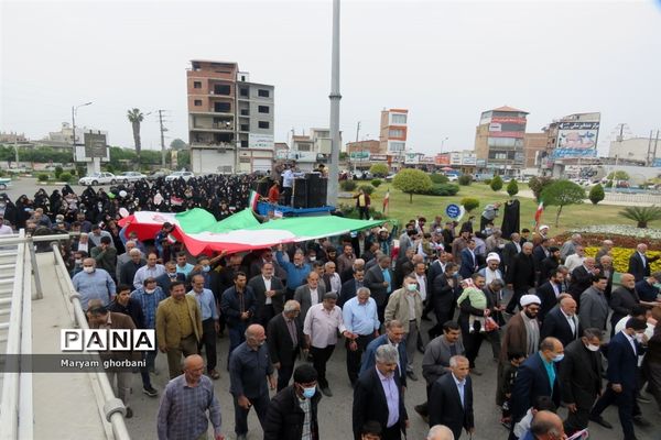 بانگ استکبارستیزی مردم در خیابان‌های بهنمیر پیچید