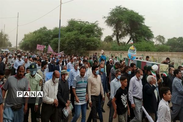 شرکت دانش‌آموزان شهرستان حمیدیه در راهپیمایی روز قدس