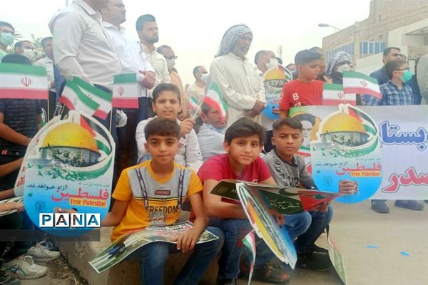 شرکت دانش‌آموزان شهرستان حمیدیه در راهپیمایی روز قدس