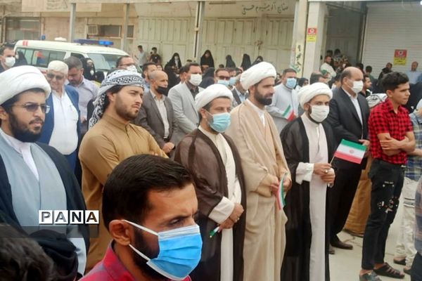 شرکت دانش‌آموزان شهرستان حمیدیه در راهپیمایی روز قدس