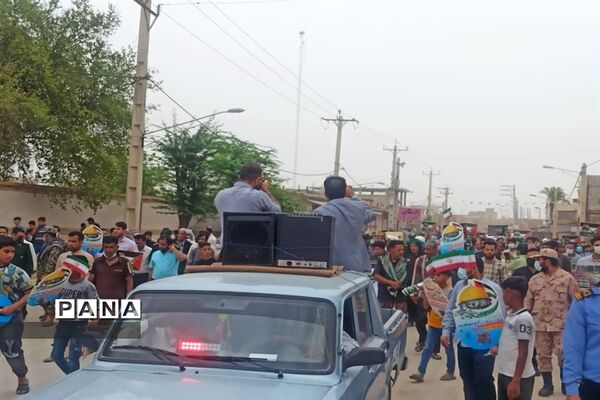 شرکت دانش‌آموزان شهرستان حمیدیه در راهپیمایی روز قدس
