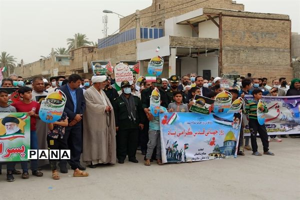 شرکت دانش‌آموزان شهرستان حمیدیه در راهپیمایی روز قدس
