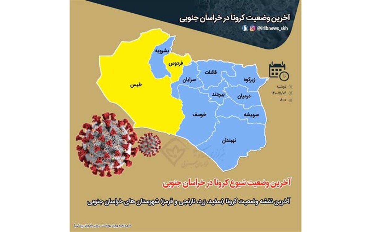افزایش شهرستان‌های زرد کرونایی در خراسان جنوبی
