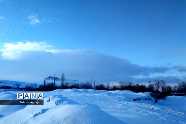 طبیعت برفی و هوای پاک در روستای بیدهند قم