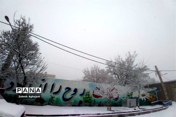 طبیعت برفی و هوای پاک در روستای بیدهند قم